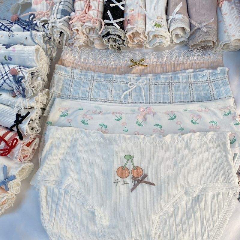 Women's Underwear Bulk Cheap Stock Underwear Women Lovely Japanese Cotton Anti-bacterial Mid-waist Briefs