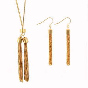 Bijoux <span class=keywords><strong>fantaisie</strong></span> 70cm de <span class=keywords><strong>long</strong></span> boîte chaîne 18K plaqué or gland pendentif pull <span class=keywords><strong>collier</strong></span> boucles d'oreilles ensemble de bijoux <span class=keywords><strong>pour</strong></span> femmes - Product Image 1