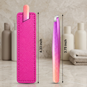 แหนบคิ้วสแตนเลส ปลายแหลม ทรงเฉียง ทนทาน พร้อมกล่อง ขนาด 3.75 นิ้ว สีชมพูไล่เฉด - Product Image 2