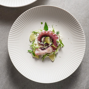 Plato Hondo de Cerámica Ecológica con Acabado Brillante en Relieve, Blanco, Texturizado, para Sopa, Tacos Mexicanos, <span class=keywords><strong>Restaurante</strong></span> Árabe - Product Image 3
