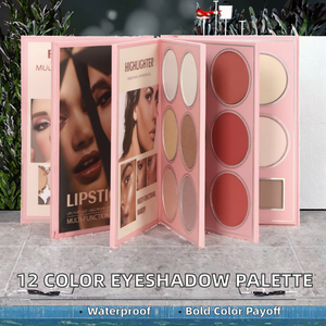 Paleta de Sombras de Ojos Brillantes a Prueba de Agua de 12 Colores - Polvo Prensado Altamente Pigmentado, Paleta de Maquillaje OEM/ODM (170g) - Product Image 3