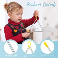 Stainless Steel Triangle Percussion Instrument 6 Inch for Professional Music Kids