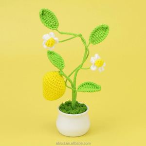 Décoration de table pour la maison, fleurs artificielles, fruits en fil tricoté faits à la main, plante en pot au crochet - Product Image 6