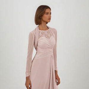 TEENYEE Mantella da Sposa Moderna di Design con Collo Plissettato in Rete, Cape da Sera a Maniche Lunghe, Giacca Bolero da Sposa - Product Image 3