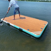 Radeau gonflable flottant pour loisirs aquatiques, plateforme de Ski à Jet d'eau avec échelle, île