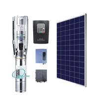 Pompe à eau solaire submersible DC 4 pouces avec roue à aubes en plastique et moteur 100% cuivre haute pression pour l'agriculture
