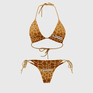 Bikini Strandbekleidung hochwertig bedruckt Giraffe gedruckt Bademode Bademode Hersteller kundenspezifisch Bademode Damen Bikini