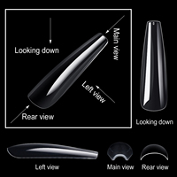 240Pcs Kotak Tip Kuku Gel Lembut Full Cover Transparan Tekan & Tempel Kuku Palsu DIY Salon Manikur Ekstensi Aksesoris Kuku Persegi ABS