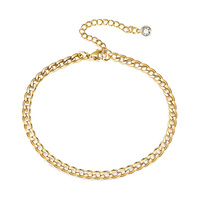 Fenny 18K PVD plaqué or en gros classique zircone serpent Figaro flèche chaîne en acier inoxydable cheville à la mode pour les femmes