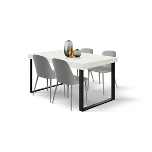 Table à manger extensible en chêne rustique 140x90 avec pieds en métal noir en forme de U pour usage intérieur - Product Image 2