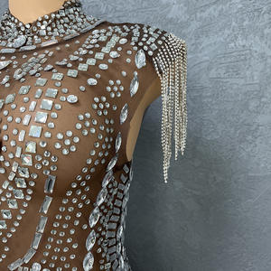 Tissu extensible strass translucide Sexy Robe <span class=keywords><strong>2022</strong></span> haute qualité élégante femmes robes <span class=keywords><strong>de</strong></span> soirée Robe <span class=keywords><strong>de</strong></span> soirée <span class=keywords><strong>tenue</strong></span> Robe - Product Image 4