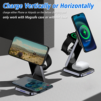 Support de charge sans fil magnétique portable 3 en 1, station de charge rapide pliable pour plusieurs appareils, smartphone