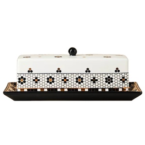Beurrier rectangulaire <span class=keywords><strong>en</strong></span> céramique personnalisé avec couvercle motif cœur sur couvercle beurrier - Product Image 1