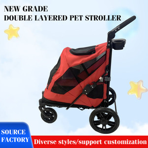 Poussette pliable de luxe JXB <span class=keywords><strong>pour</strong></span> animaux de compagnie, légère, à 4 roues, <span class=keywords><strong>pour</strong></span> les voyages en plein air, avec ventilation en maille - Product Image 2