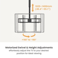 Support mural pour téléviseur motorisé intelligent avec télécommande, réglage électrique de la hauteur, pivotant, VESA, de 50 à 100 pouces, pour la maison