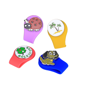 Marqueurs de balle de golf en émail fantaisie avec clips magnétiques en silicone colorés en forme de U, lot de 4, assortiment de marqueurs de balle de golf - Product Image 1