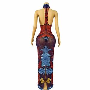 Robes de soirée élégantes scintillantes argentées pour femmes, robe de soirée longue bleue pour invitées de mariage, robes de club - Product Image 2