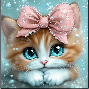 Kit lukisan berlian bulat 20x20cm gambar kecil kucing potongan pabrik hadiah dekorasi dinding tamu DIY kerajinan pemula 5D - Product Image 1