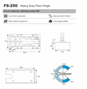 FS-250 durevole pavimento a molla Combo pesante pavimento cerniera <span class=keywords><strong>per</strong></span> porta in legno - Product Image 2