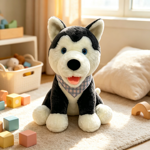 Lindo Peluche de <span class=keywords><strong>Husky</strong></span> Sentado, Compañero Reconfortante, Juego Imaginativo, Perro de Peluche Suave para Jugar - Product Image 2