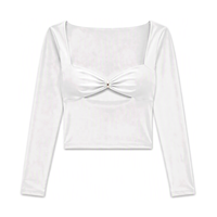 Pull-over femme personnalisé ODM en gros à manches longues, col carré, ajouré – Vêtements et hauts pour femmes