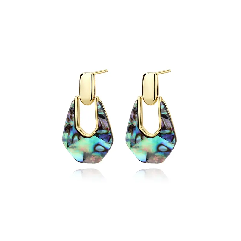 Mylove jewelry 925 sterling silver earring European and American vintage abalone shell stud earring for women