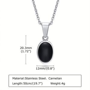 สร้อยคอจี้รูปไข่สแตนเลสสตีลขายส่ง พร้อมจี้หินอาเกตสำหรับผู้ชาย - Product Image 5