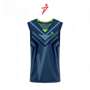 PUFFIN SPORTS OEM Camiseta de Baloncesto sin Mangas con Cuello en V para Hombre, Estampado Geométrico, Poliéster que Absorbe la Humedad, Ajuste Atlético, para Todas las Temporadas - Product Image 1
