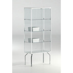 Vitrina con Marco de Aluminio 95x37x170 cm, Puertas de Vidrio Blanco, Estantes de Altura Ajustable, Mueble Exhibidor - Product Image 1