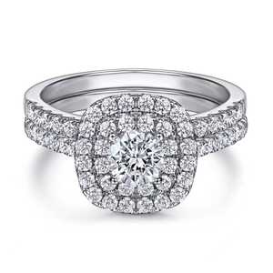 Groothandel Mode 925 Sterling Zilveren Sieraden 2 In 1 Volledige Diamant Zirkonia Vrouwen Verlovingsring - Product Image 1