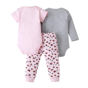 Vêtements pour bébé fille, été, coton, ensemble 3 pièces, combinaison, pantalon, vente en gros, vêtements pour petits enfants - Product Image 2