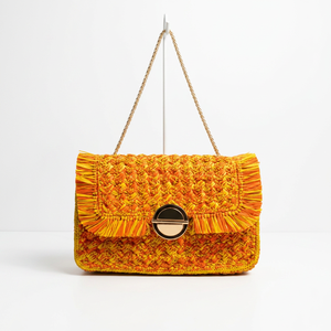 Bolso de Hombro de Paja Tejida, Mini Bolso Tote con Correa Única y Cierre de Bloqueo, Estilo Bohemio de Verano para Mujer - Product Image 1