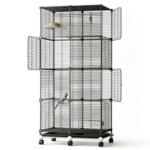 Villa para Loros, Jaula Grande Móvil de Tres Niveles para Loros, Jaula de Metal con Alambre Denso, Casa Nido para Pájaros, Jaula de Múltiples Niveles para Loros - Product Image 1