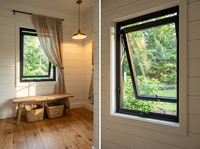 Ventana de Aluminio de Lujo con Marco Delgado, Diseño Minimalista de Alta Gama con Apertura Superior para Dormitorio Principal, Triple Acristalamiento