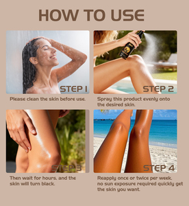 Spray autobronzant OEM en gros à séchage rapide, bronzage sans soleil longue durée, éclat naturel pour <span class=keywords><strong>le</strong></span> corps et <span class=keywords><strong>le</strong></span> visage, soin hydratant pour la peau - Product Image 6