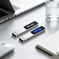 Memoria USB Metálica con Logotipo Iluminado LED Personalizado 2.0/3.0, Pendrive con Luz de Marca Personalizada, Regalo Promocional Empresarial