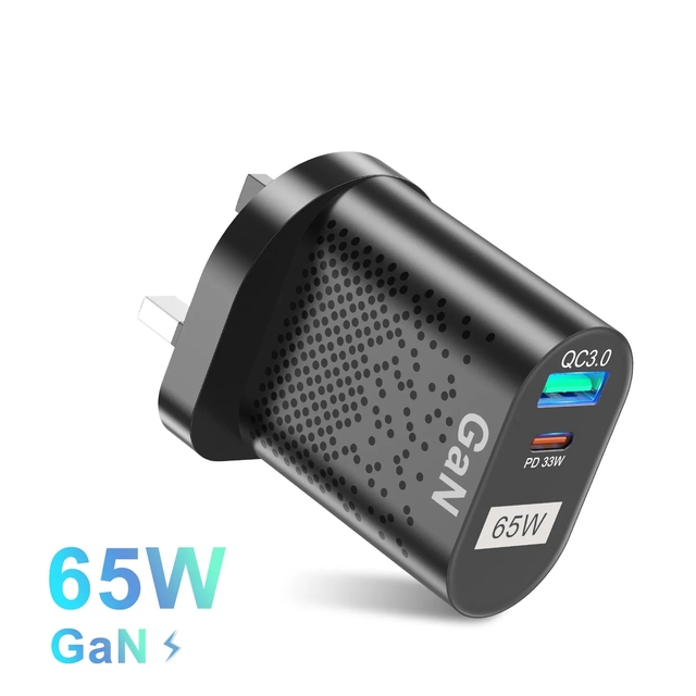 65W GaN Charger Fast Charger Type C PD Quick Chargers US EU UK AU Korean Specification Plugs Adapter for iPhone Samsung