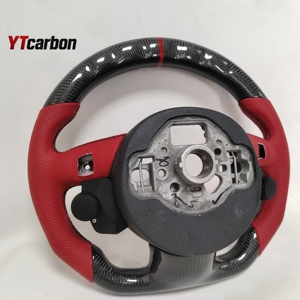 YTcarbon pour A6 S6 RS6 C7 <span class=keywords><strong>s</strong></span>-line personnalisé voiture personnalisée modifier <span class=keywords><strong>R8</strong></span> démarrage cuir rouge véritable Fiber de carbone LED volant - Product Image 6
