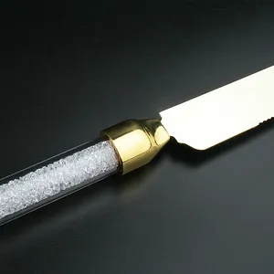 Luxury Tools Custom Logo Metal Rose Gold Silver Diamond Cutting Stainless Steel Wedding Cake Knife And Server Set