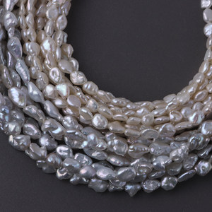 Perlas Keshi Barrocas Blancas Naturales de Grado AAA de 5-6 mm, Alto Brillo, Agua Dulce Reciclada, Sin Núcleo, Forma Única para <span class=keywords><strong>la</strong></span> Elaboración de Joyas - Product Image 3