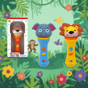Jungle <b>Plastic</b> Microphone Musical Toy 23cm Battery Operated with <b>Animal</b> Design for Kids Playtime MAZZEO GIOCATTOLI - Product Image 3