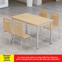 Ensemble de mobilier de salle à manger en acier inoxydable pour 4 personnes, design moderne et simple, montage facile, couleur personnalisable, cantine, école, employé