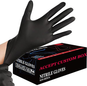 Guantes de nitrilo 100% azul negro 9 pulgadas Barbero tatuaje tienda belleza Guante Rosa caja personalizada guantes de nitrilo negro sin látex - Product Image 1