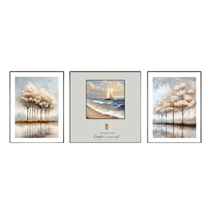 Moderno dipinto murale minimalista "albero torreggiante <span class=keywords><strong>di</strong></span> una barca a foglia" all'ingresso del soggiorno - Product Image 6