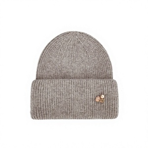 New Style Winter Knitted Cuff <b>Beanie</b> Fashion Custom Wool Blend <b>Beanie</b> <b>Hat</b> Leather Patch Label Custom <b>Hat</b> <b>Beanie</b> - Product Image 3