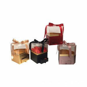Professional Manufacturer Factory Acrylic Lid Heart Shape Flower Box With Drawer