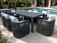 Ensemble table et chaises de jardin Hangkai en aluminium moulé, mobilier de patio, table à café de luxe, table de salle à manger extérieure en rotin pour piscine