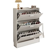 Zapatero de Acero Ultrafino de Doble Puerta de 17 cm, Moderno y Sencillo para el Hogar, Ahorra Espacio, Ideal para Pasillos Estrechos