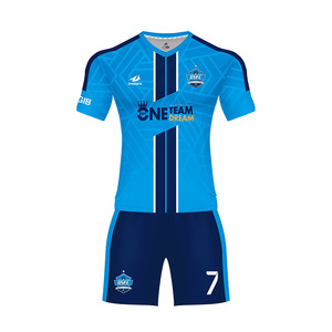 School blue cool football jersey football suit player sports uniform design training t-shirt - Product Image 2