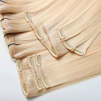Extensions de cheveux humains à clipser en gros, 100% cheveux vierges Remy, directement de l'usine, grandes commandes, emballage personnalisé ODM, 14-30 pouces